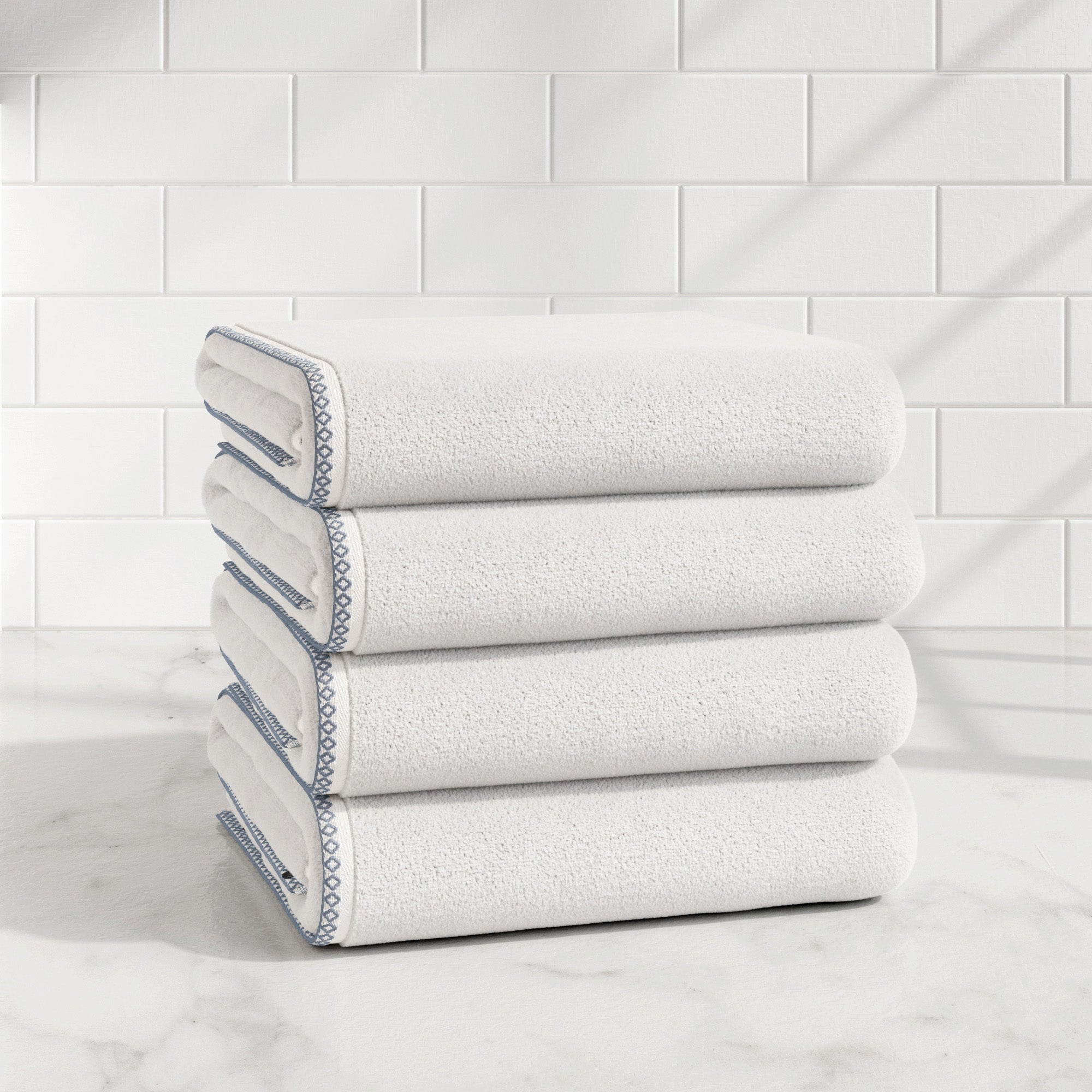 Cotton Border-Stitched 6-Piece Towel Set - Valery Collection