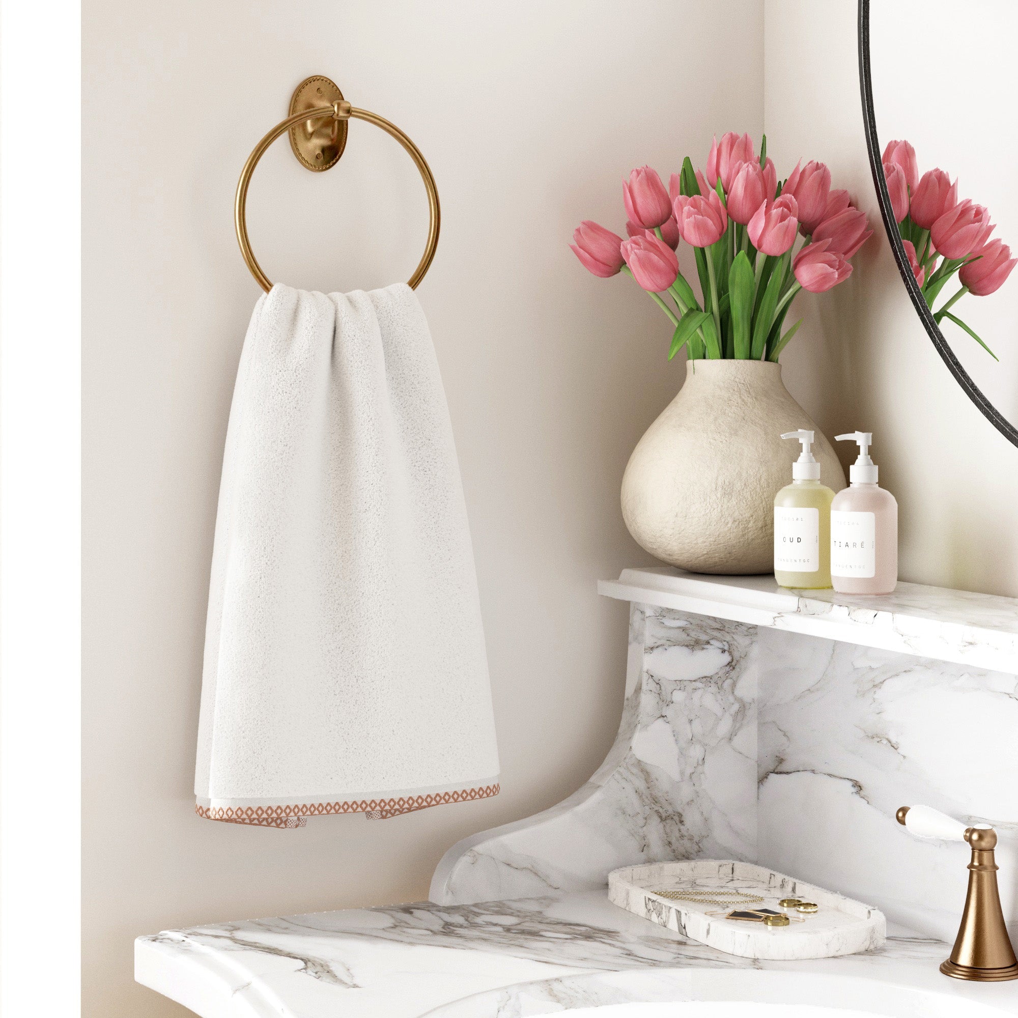 Cotton Border-Stitched 6-Piece Towel Set - Valery Collection