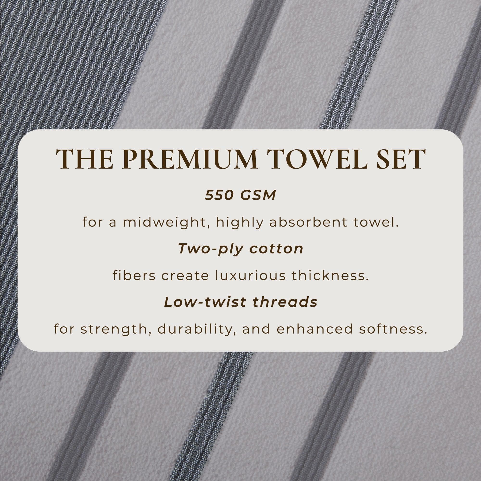 Decorative Cotton Stripe Bath Towel Set - Noelle Collection