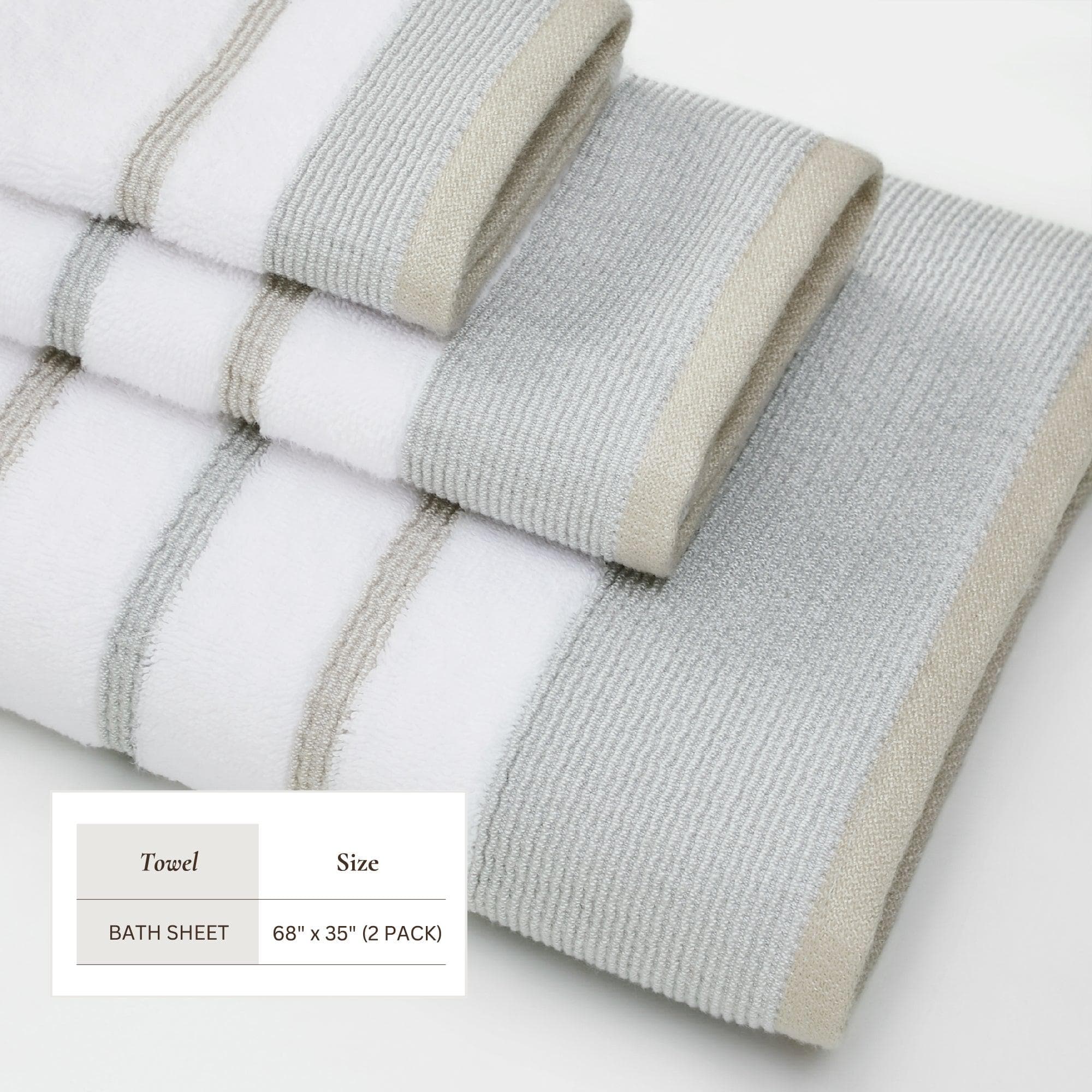 Decorative Cotton Stripe Bath Towel Set - Noelle Collection
