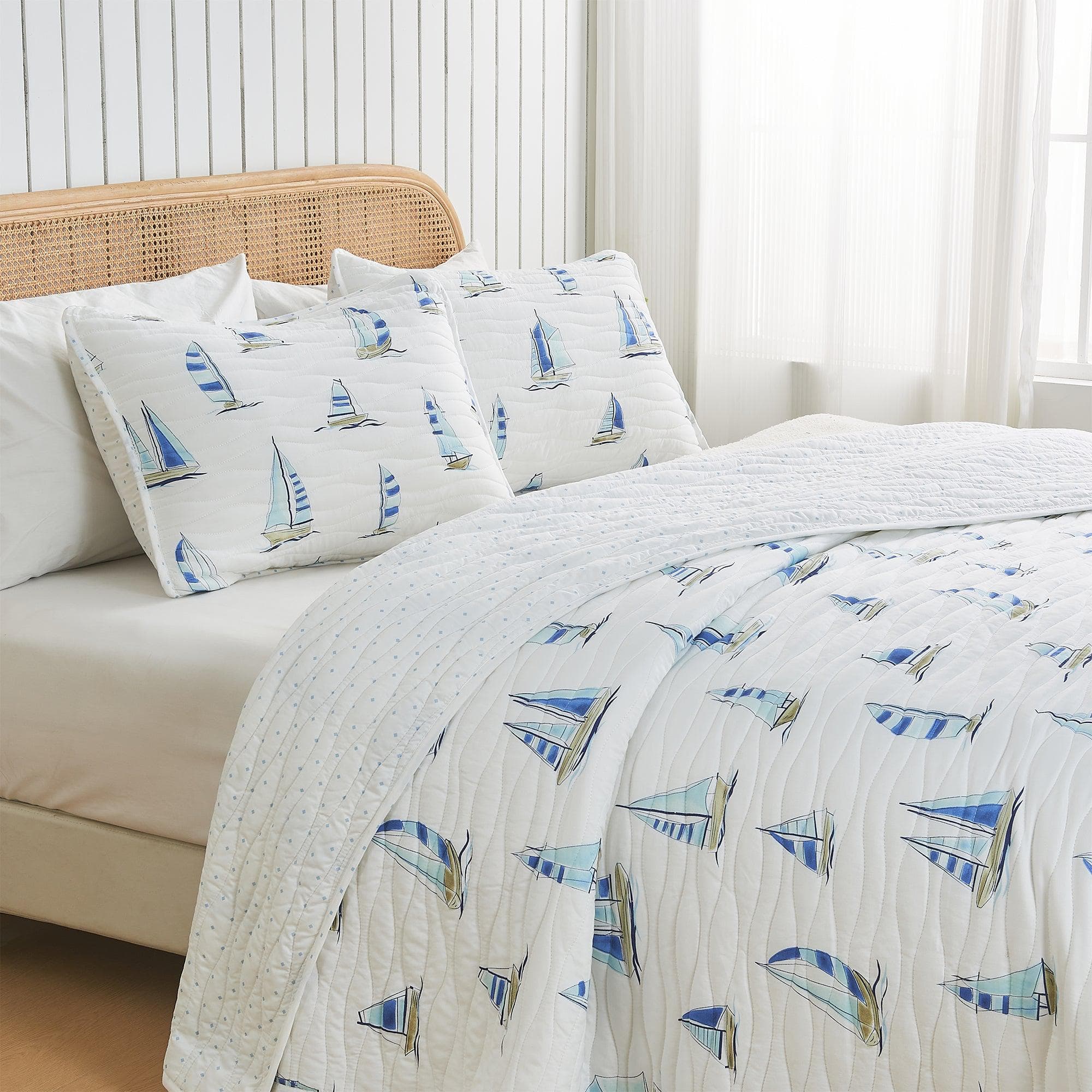 Coastal Blue Sailboat Quilt Set - Marzano Collection