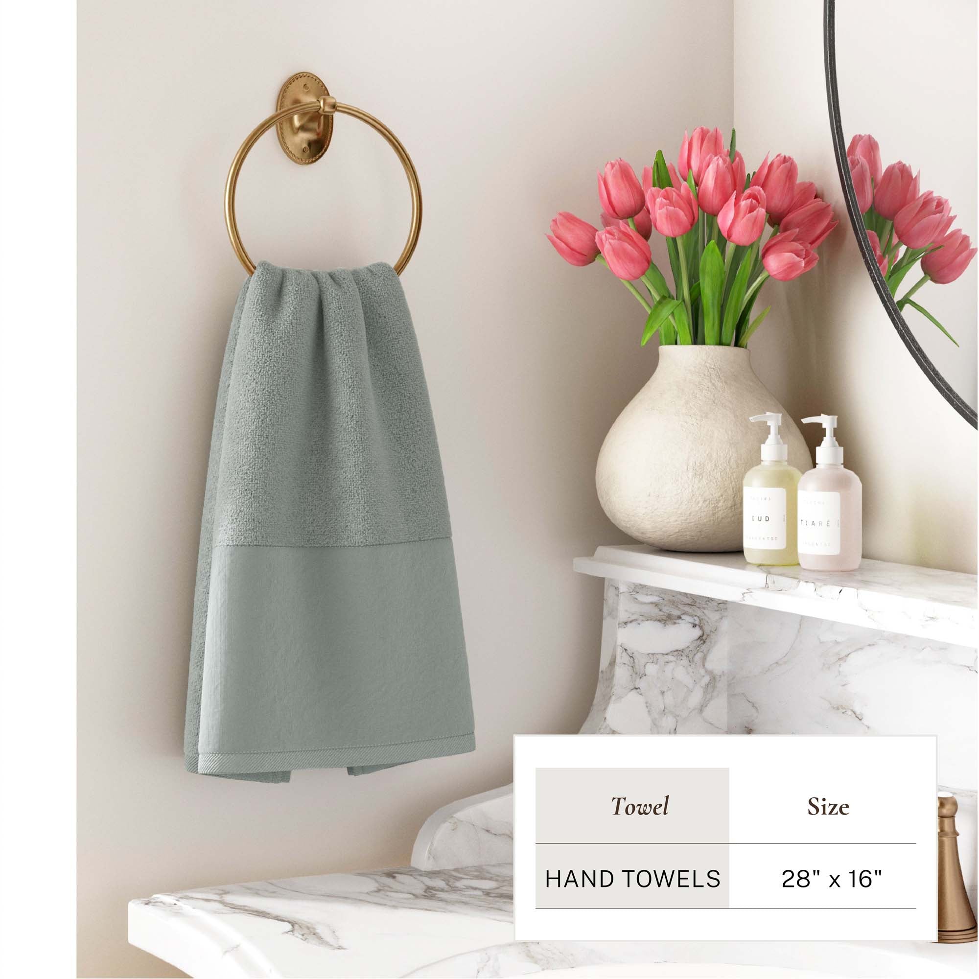 Cotton Linen-Like Border 6-Piece Towel Set - Priya Collection