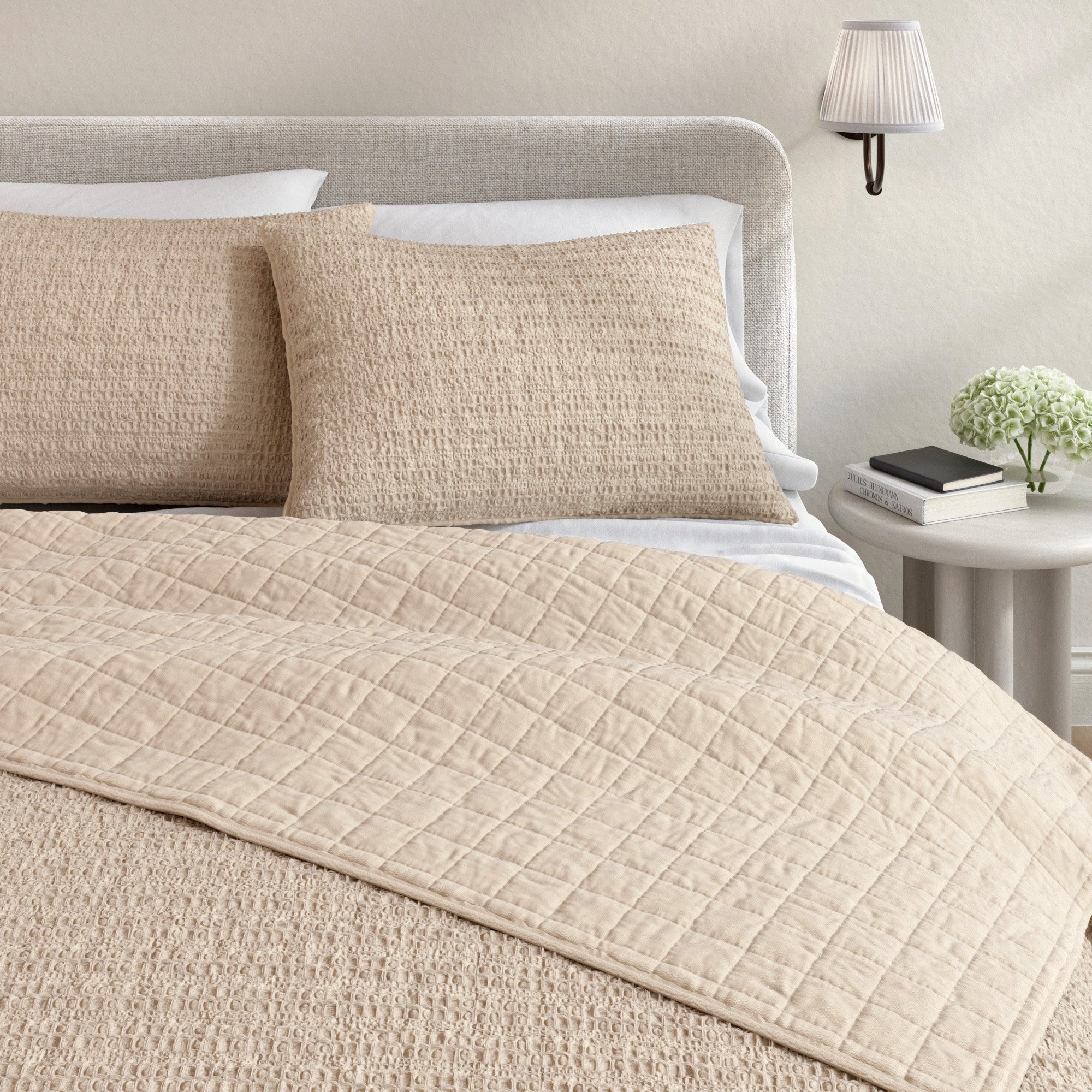 100% Cotton Honeycomb Waffle Garment Washed Quilt Set - Genevieve Collection