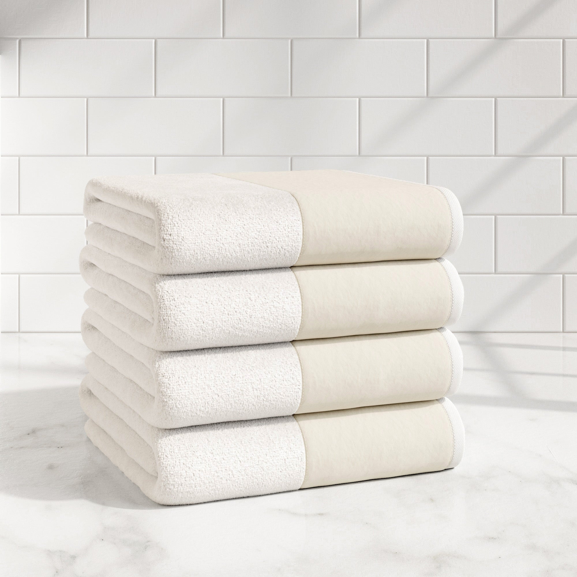 Cotton Linen-Like Border 6-Piece Towel Set - Priya Collection