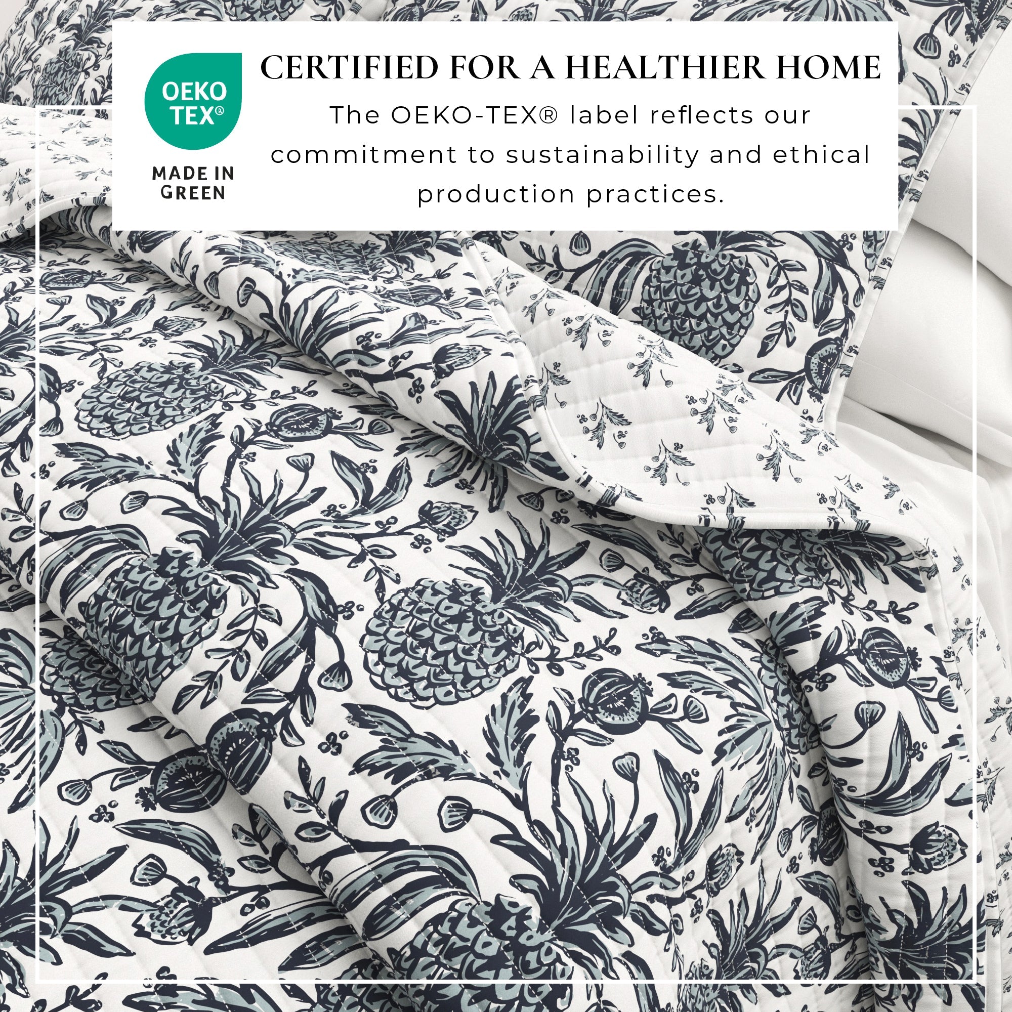 Coastal Printed Cotton Quilt Set - Bernice Collection
