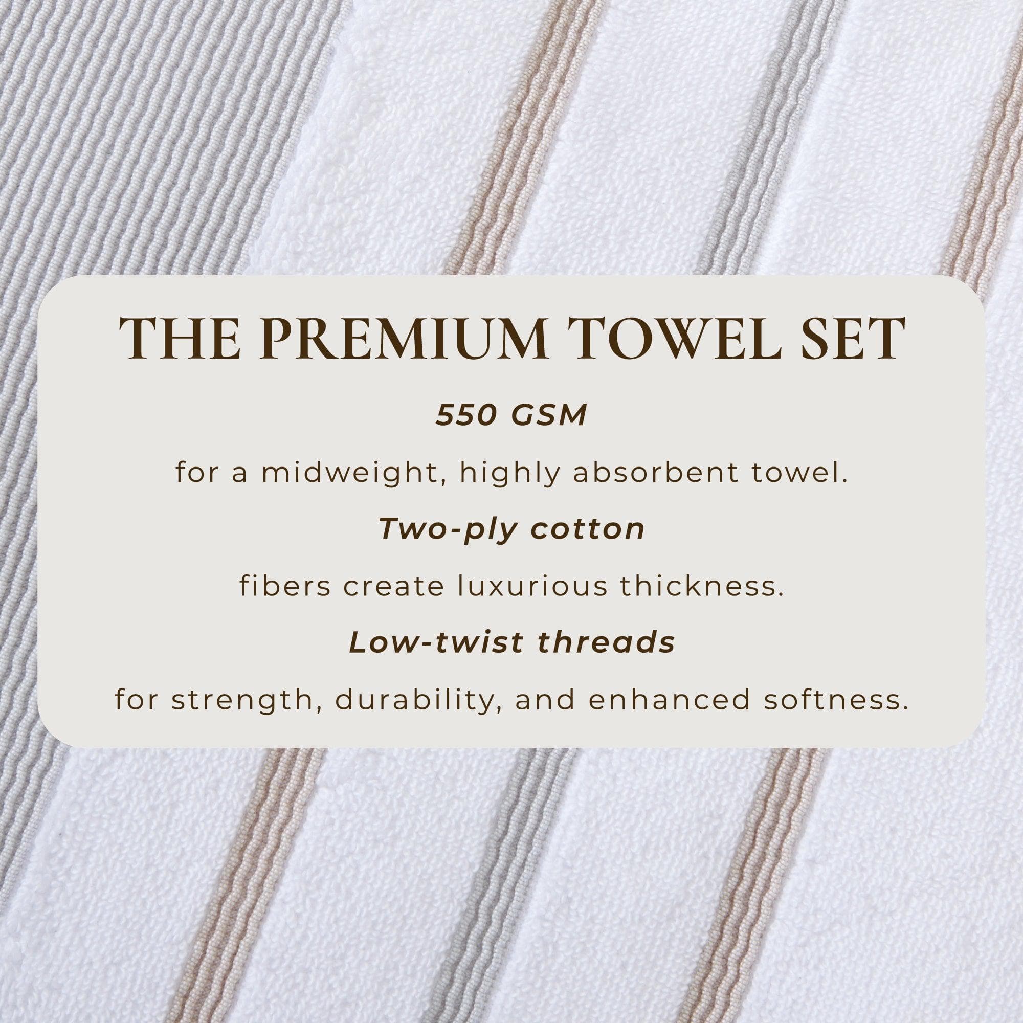 Decorative Cotton Stripe Bath Towel Set - Noelle Collection