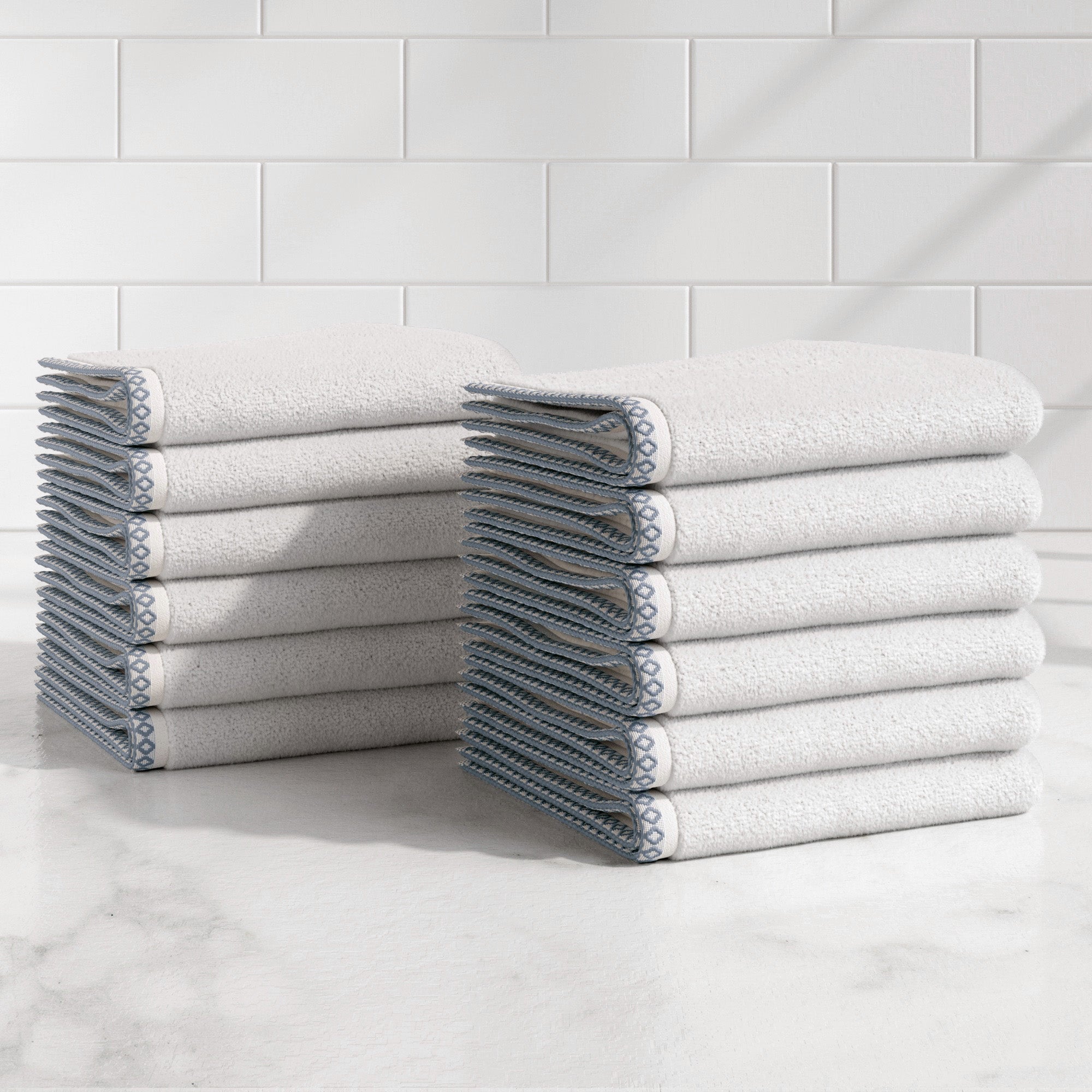 Cotton Border-Stitched 6-Piece Towel Set - Valery Collection